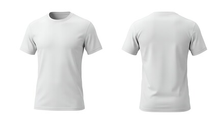 Fototapeta premium Front and back view of a plain white tshirt isolated on a white background