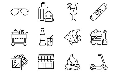 Icon set for vacation, holidays, 