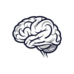 Human Brain Diagram Icon. Stylized vector graphic of the cerebrum representing cognition, intellect, and innovation. Ideal for science, education, or psychological themes.