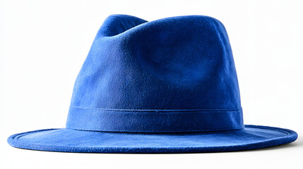 Blue hat with smooth texture and minimalist clean design, sharply isolated on a white background.