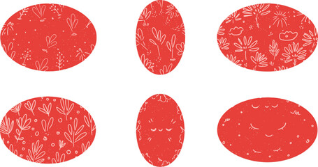 Vector art of a seamless red and white pattern with floral and leaf elements creates a decorative background isolated on transparent background