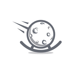 Lunar Rocking Motion Graphic. Stylized celestial orb on a curved base, suggesting gentle movement. Evokes calm, cosmic journeys, and tranquil slumber.