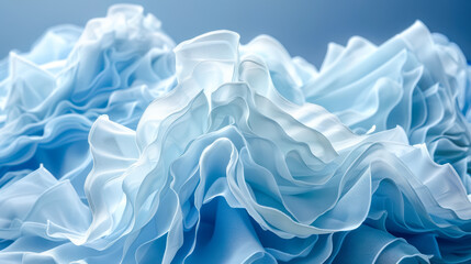 Obraz premium Soft blue fabric with delicate ruffles creating a textured and flowing visual composition