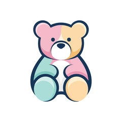 Fototapeta premium Cute Pastel Teddy Bear Illustration. Adorable multi-colored cuddly toy embodying comfort and childhood joy. A charming digital artwork for children and gentle themes.