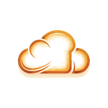 Golden Cloud Toast Graphic. This unique drawing of a fluffy atmospheric shape resembling a bread portion embodies lightness, warmth, and wholesome baked deliciousness. Perfect for food-related.