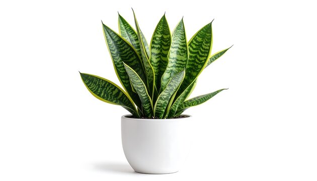 Snake plant in white pot against white background - Powered by Adobe