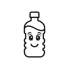 Happy Water Bottle Icon. This cheerful beverage container graphic represents a healthy lifestyle and personal well-being. A delightful visual for hydration awareness.