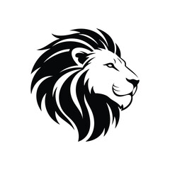 Regal Lion Mane Illustration. Elegant monochrome artwork of a mighty feline's face in profile. This design embodies power, nobility, and authority.