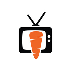 Nutritious Broadcast Visual. An engaging graphic showing a vibrant carrot inside a classic TV, symbolizing wholesome content and healthy viewing experiences.