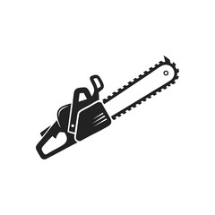 Chainsaw Power Tool Icon. Essential logging equipment, perfect for tree felling and wood processing. Strong symbol of forestry, construction, and agriculture work.