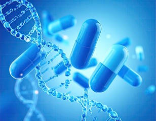 DNA and pills in a medical graphic