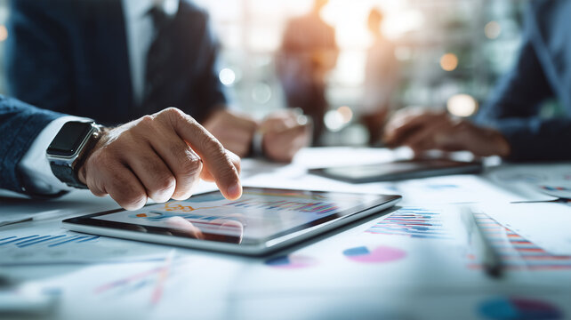 ビジネスパーソンが資料を検討する手元