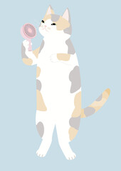 ハンディファンを持った三毛猫