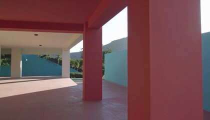 Modern Architecture: Colorful Covered Patio with Mountain Views