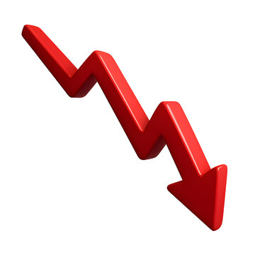 Red downward arrow symbolizing decline or decrease in performance  