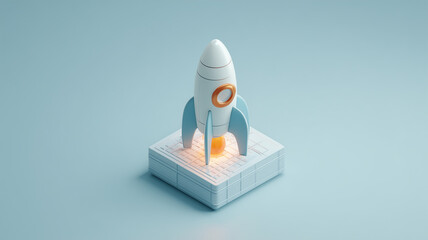 アイソメ3Dのロケットプラットフォーム