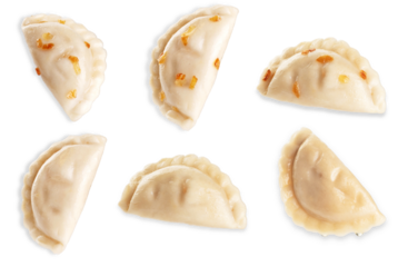 pierogi with onion on transparent background