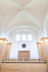 Interior of Historical Building with Elegant Arches and Columns
