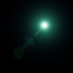 The promise of a distant shimmering star offering hope in the dark with glowing teal light and soft lens flares creating