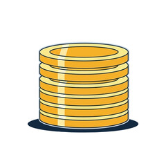 Stack of golden coins, financial wealth, simple graphic design.