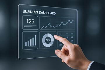 Modern Business Dashboard Interface with Analytics and Data Visualization Display.