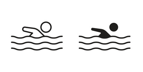 Swimmer icon for websites and mobile minimalistic flat design.