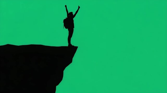 silhouette of a man standing on the edge of the cliff