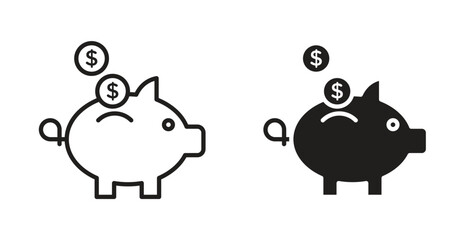 Piggy bank icon for websites and mobile minimalistic flat design.