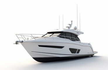 Naklejka premium Luxury motor yacht sailing on calm water with a sleek modern design and spacious deck