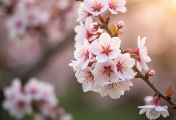 Beautiful cherry blossoms in full bloom, showcasing delicate pink petals