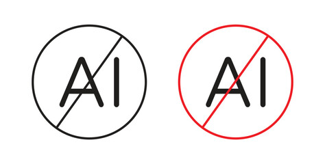 No ai sign icon for websites and mobile minimalistic flat design.