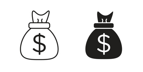 Money bag icon for websites and mobile minimalistic flat design.