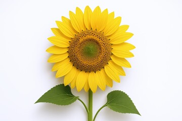 Obraz premium Bright and vibrant sunflower with a large yellow bloom and lush green leaves.