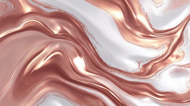 Elegant Rose Gold and White Marble Swirl Abstract Texture Background with Glitter