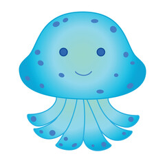 Cartoon jellyfish. Sea animal. Vector illustration.