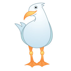 Cartoon Seagull bird Front view