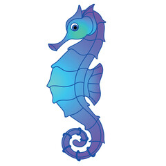 Seahorse cute cartoon. Vector illustration