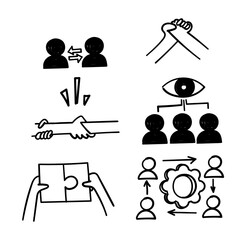 teamwork together icon related in doodle daring hand