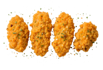 Golden Breaded Chicken Nuggets PNG on Transparent Background