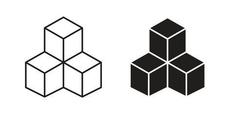 Cube icon for websites and mobile minimalistic flat design.