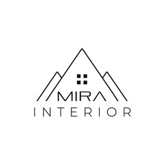 Interior house line minimalist logo design vector