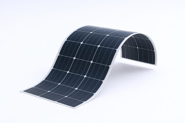 Flexible solar panel sheet with dark cells and white backing for renewable energy.