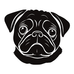 Fototapeta premium Cute Dog Pug Face Clipart, Icon, Logo