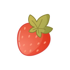 Cute strawberry illustration in cozy flat style