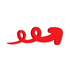 Fototapeta premium Red curve arrow doodle icon isolated on transparent background.