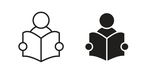 Book open reader icon for websites and mobile minimalistic flat design.