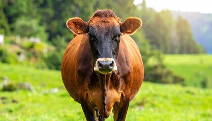 Cow in a lush green pasture