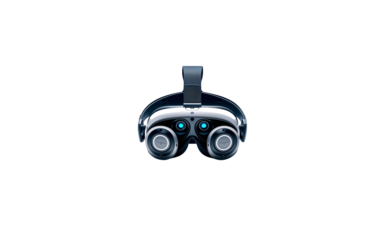 Futuristic VR Headset with Dual Motion Controllers, Ergonomic Design and Sensor Detailing – PNG Format, Isolated on White Background for Tech Visuals and Digital Interfaces


