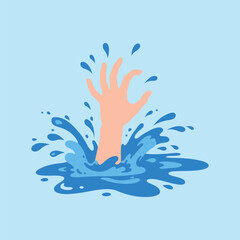 Obraz premium Drowning Hand in Water: Emergency and Help Needed Concept Vector