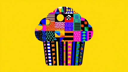 Colorful abstract cupcake graphic